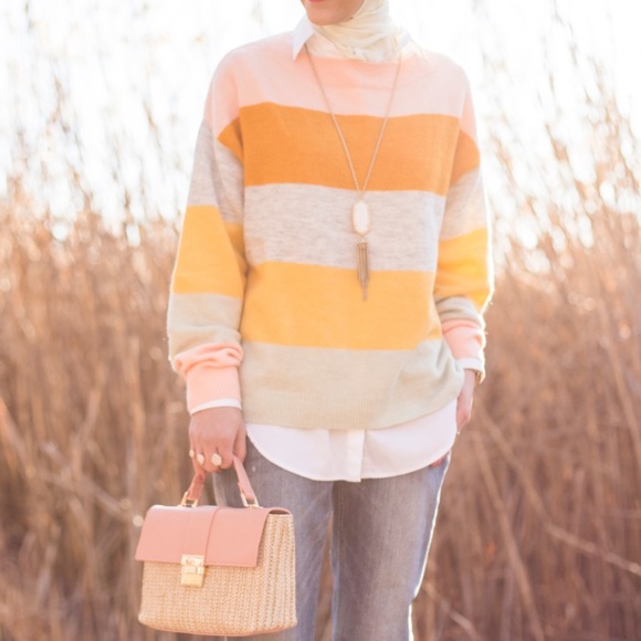 H&M Colorblock Pastel Striped Crewneck Sweater - Picture 7 of 8